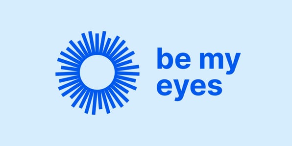 Be My Eyes Logo on a light blue background.