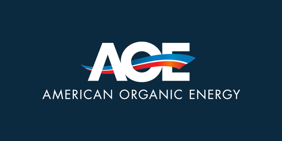 American Organic Energy Logo on navy background.