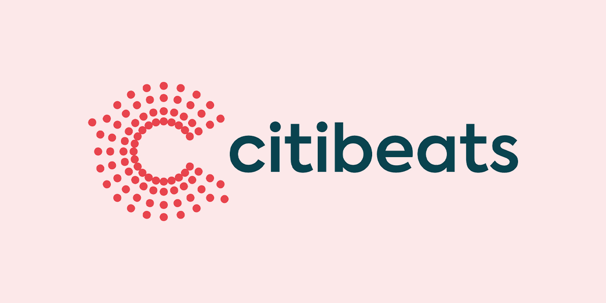 CitiBeats logo on a light pink background.
