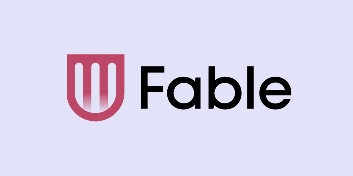 Fable logo on a light purple background.