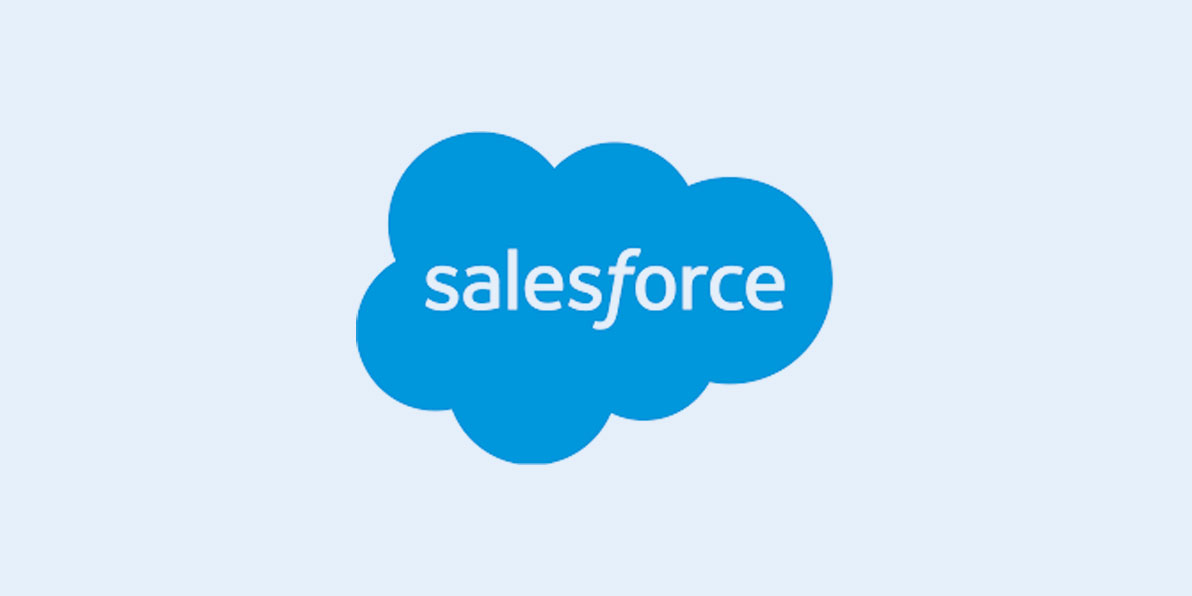 Salesforce logo on a light blue background.